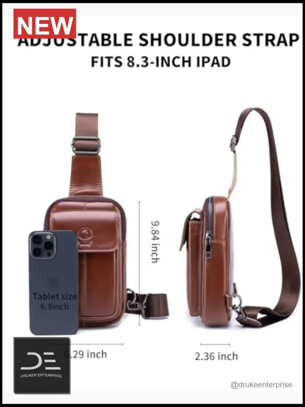 Genuine Leather Mini Sling Bag Small Chest Bag Crossbody for Men